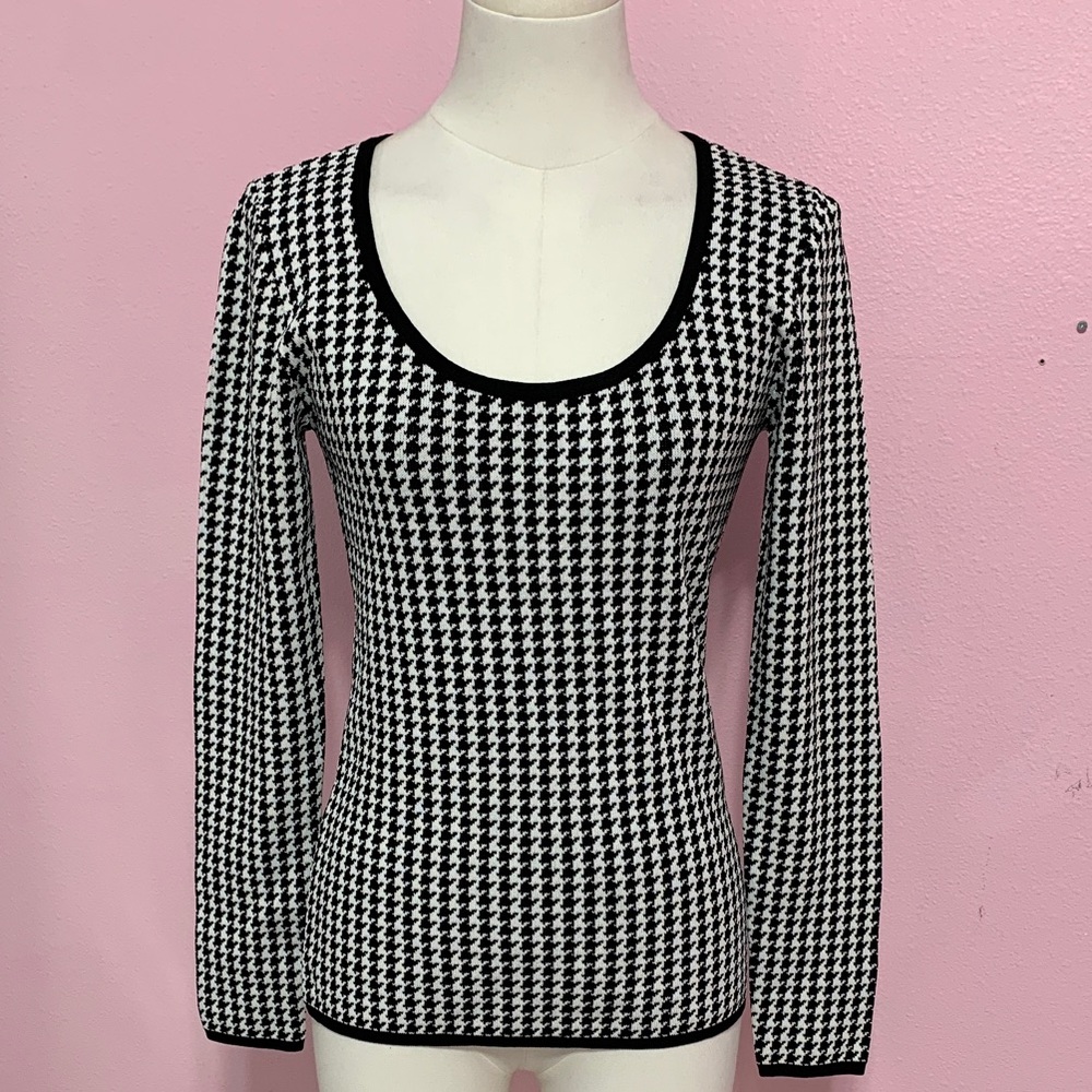 White House Black Market Houndstooth Sweater Top XS